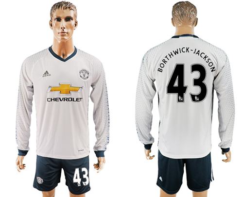 Manchester United #43 Borthwick-Jackson Sec Away Long Sleeves Soccer Club Jersey - Click Image to Close